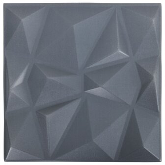 12 st Wandpanelen 3D diamant 3 m&sup2; 50x50 cm grijs 2