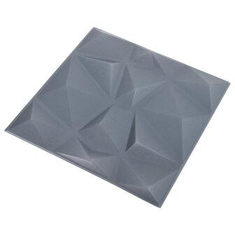 12 st Wandpanelen 3D diamant 3 m&sup2; 50x50 cm grijs 4