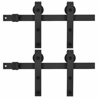 Hardwaresets voor schuifdeuren 2 st 183 cm staal zwart 2