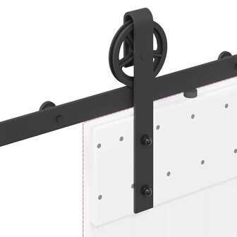 Doos met onderdelen voor schuifdeur 200 cm staal zwart 9