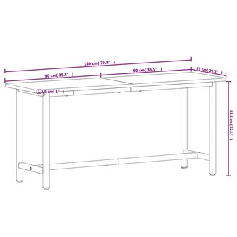 Werkbank 180x55x81,5 cm massief beukenhout en metaal 9