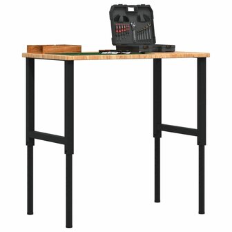 Werkbank rechthoek 100x60x(71,5-98) cm eikenhout lichtbruin 1