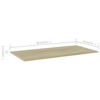 Wandschappen 4 st 80x20x1,5 cm spaanplaat sonoma eikenkleurig 5