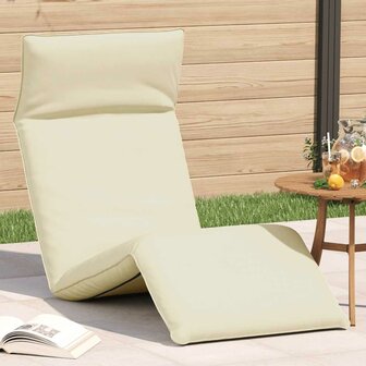 Ligstoel inklapbaar 175x54x8,5 cm Oxford stof cr&egrave;me 1