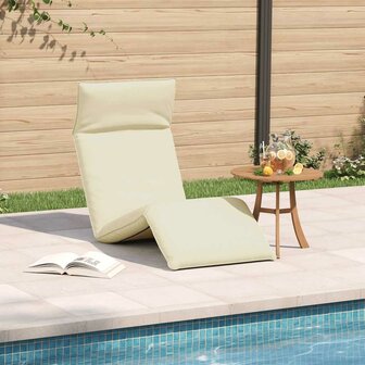 Ligstoel inklapbaar 175x54x8,5 cm Oxford stof cr&egrave;me 3