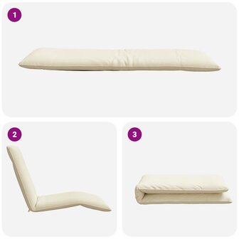 Ligstoel inklapbaar 175x54x8,5 cm Oxford stof cr&egrave;me 7