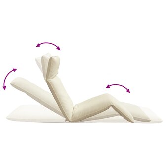 Ligstoel inklapbaar 175x54x8,5 cm Oxford stof cr&egrave;me 8