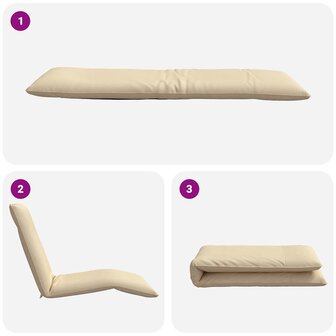 Ligstoel inklapbaar 175x54x8,5 cm Oxford stof beige 7
