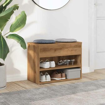 Schoenenbankje 60x30x45 cm bewerkt hout artisanaal eikenkleur 3