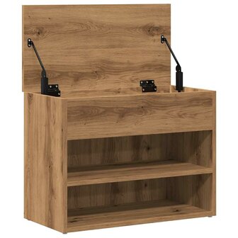 Schoenenbankje 60x30x45 cm bewerkt hout artisanaal eikenkleur 7