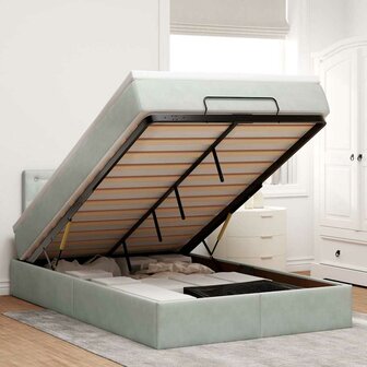 Ottoman bed met matras 120x200 cm fluweel lichtgrijs 1