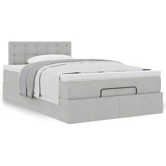 Ottoman bed met matras 120x200 cm fluweel lichtgrijs 4