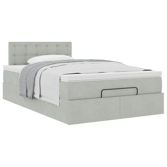 Ottoman bed met matras 120x200 cm fluweel lichtgrijs 5