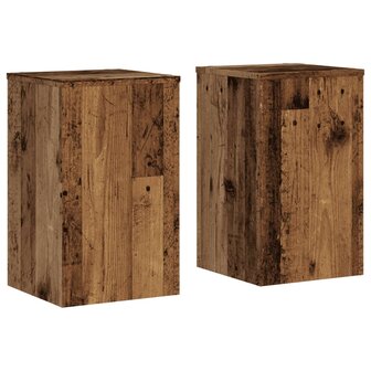 Plantenstandaards 2 st 30x30x50 cm bewerkt hout oud houtkleurig 2