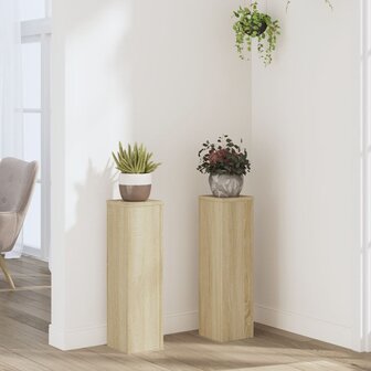 Plantenstandaards 2 st 17x17x60 cm bewerkt hout sonoma eiken 1