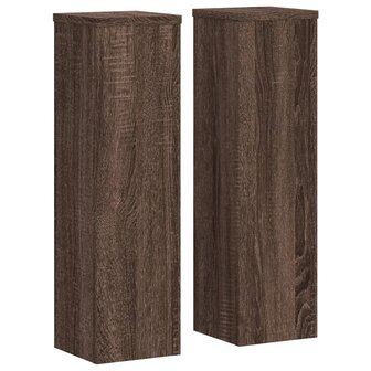 Plantenstandaards 2 st 17x17x60 cm bewerkt hout bruin eiken 2