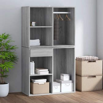 Kledingkast 80x40x65 cm bewerkt hout grijs sonoma eikenkleur 6