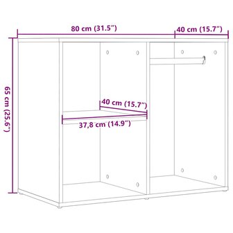 Kledingkast 80x40x65 cm bewerkt hout oud houtkleurig 9