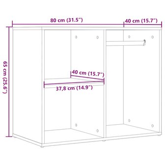 Kledingkast 80x40x65 cm bewerkt hout artisanaal eikenkleur 9