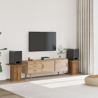 Speakerstandaards 2 st 30x30x40 cm hout artisanaal eikenkleurig 1