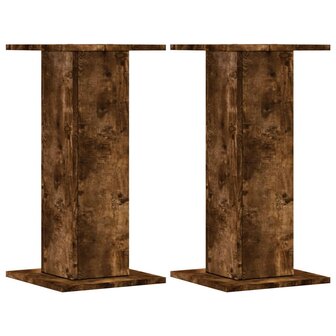 Speakerstandaards 2 st 30x30x60 cm bewerkt hout gerookt eiken 2