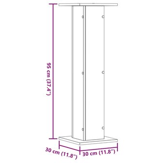 Speakerstandaards 2 st 30x30x95 cm bewerkt hout oud houtkleurig 9