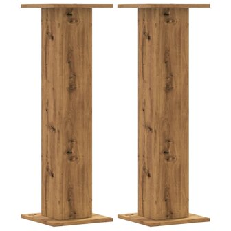 Speakerstandaards 2 st 30x30x95 cm hout artisanaal eikenkleurig 2