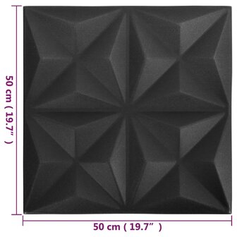 24 st Wandpanelen 3D origami 6 m&sup2; 50x50 cm zwart 6