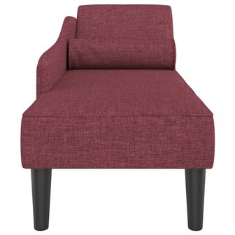 Chaise longue met kussens stof wijnrood 4