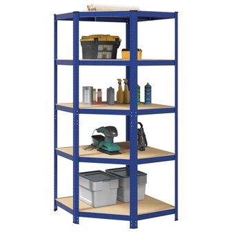 Hoekrek 5-laags staal en bewerkt hout blauw 1