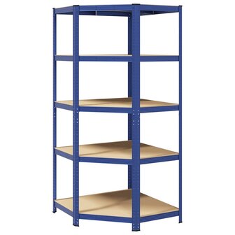 Hoekrek 5-laags staal en bewerkt hout blauw 2