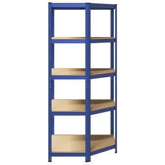 Hoekrek 5-laags staal en bewerkt hout blauw 5