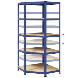Hoekrek 5-laags staal en bewerkt hout blauw 8