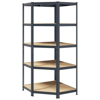 Hoekrek 5-laags staal en bewerkt hout antracietkleurig 2