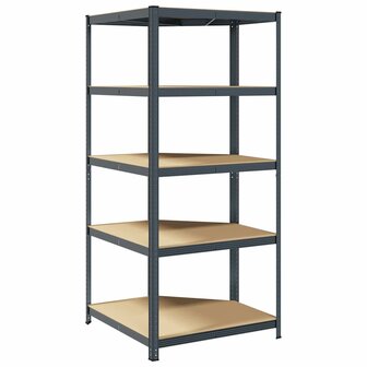 Hoekrek 5-laags staal en bewerkt hout antracietkleurig 6