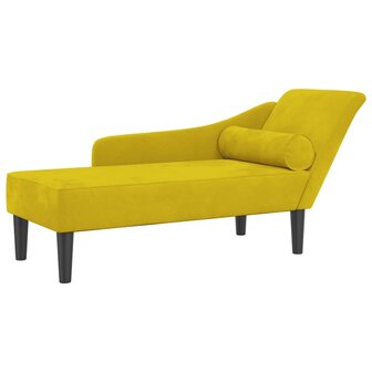Chaise longue met kussens fluweel geel 2