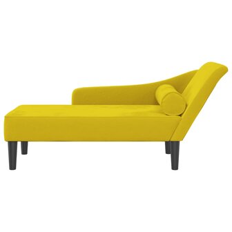 Chaise longue met kussens fluweel geel 3