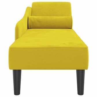 Chaise longue met kussens fluweel geel 4