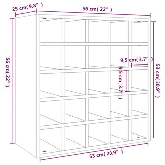 Wijnkast 56x25x56 cm massief grenenhout wit 8