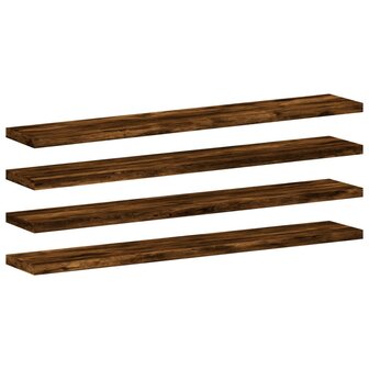 Wandschappen 4 st 60x10x1,5 cm bewerkt hout gerookt eikenkleur 2