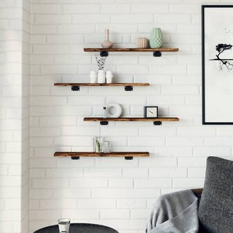 Wandschappen 4 st 60x10x1,5 cm bewerkt hout gerookt eikenkleur 3