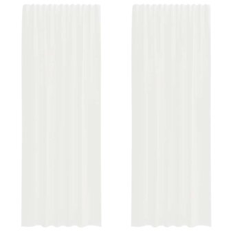 Gordijnen voile met roedezakken 2 st wit 2