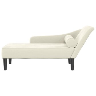 Chaise longue met kussens fluweel cr&egrave;mekleurig 3