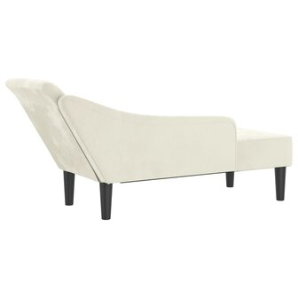 Chaise longue met kussens fluweel cr&egrave;mekleurig 5