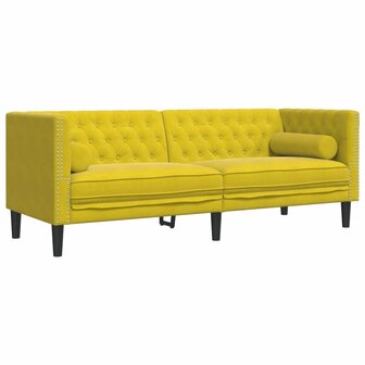 2-delige Loungeset Chesterfield met bolsters fluweel geel 4