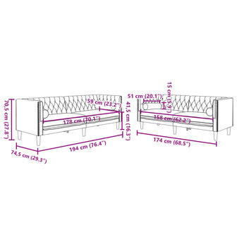 2-delige Loungeset Chesterfield met bolsters fluweel geel 8