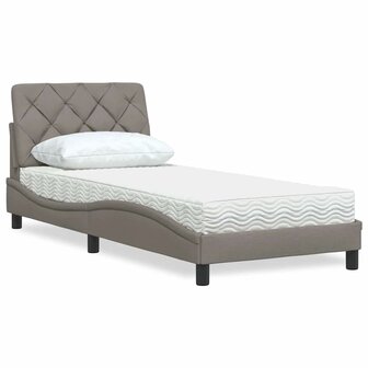 Bed met matras stof taupe 90x190 cm 1