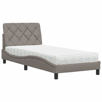 Bed met matras stof taupe 90x190 cm 2