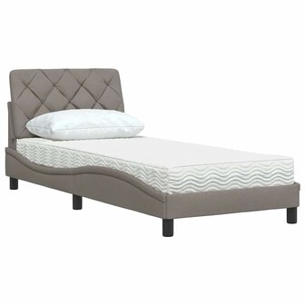 Bed met matras stof taupe 90x190 cm 4