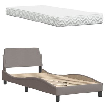 Bed met matras stof taupe 90x190 cm 8